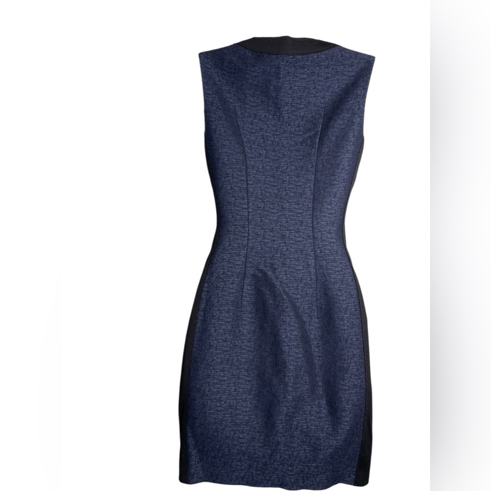 Elie Tahari‎ dress size 0 Arvis Navy Yard Textured Panel Sleeveless Dress 🖤 - Picture 5 of 9